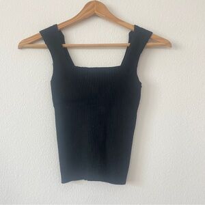 Abercrombie Black Square Neck Ribbed Women's Top